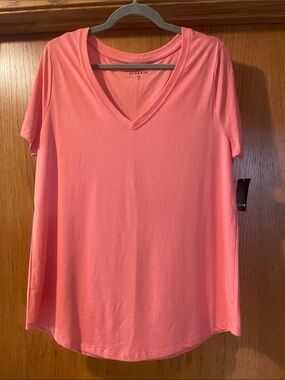 torrid Coral Pink V-Neck Short Sleeve Tee
